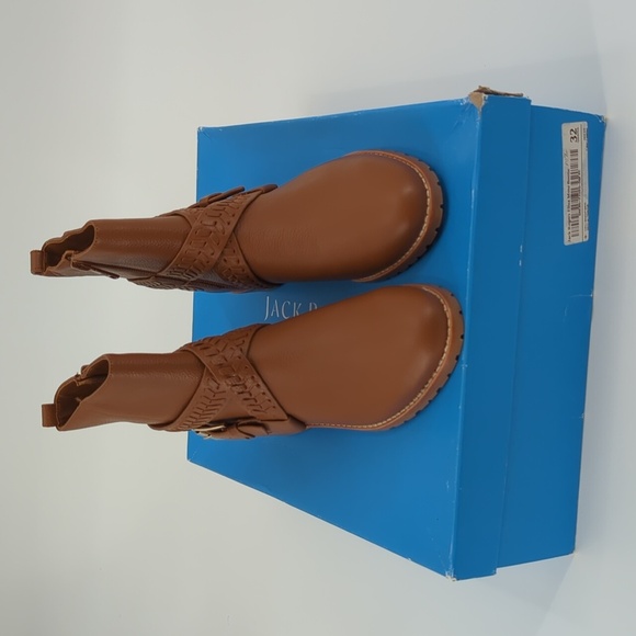 Jack Rogers Moto Booties Eliza Brown Braided Strap Ankle Boots 6.5 🔥👢 NWT - Picture 4 of 9